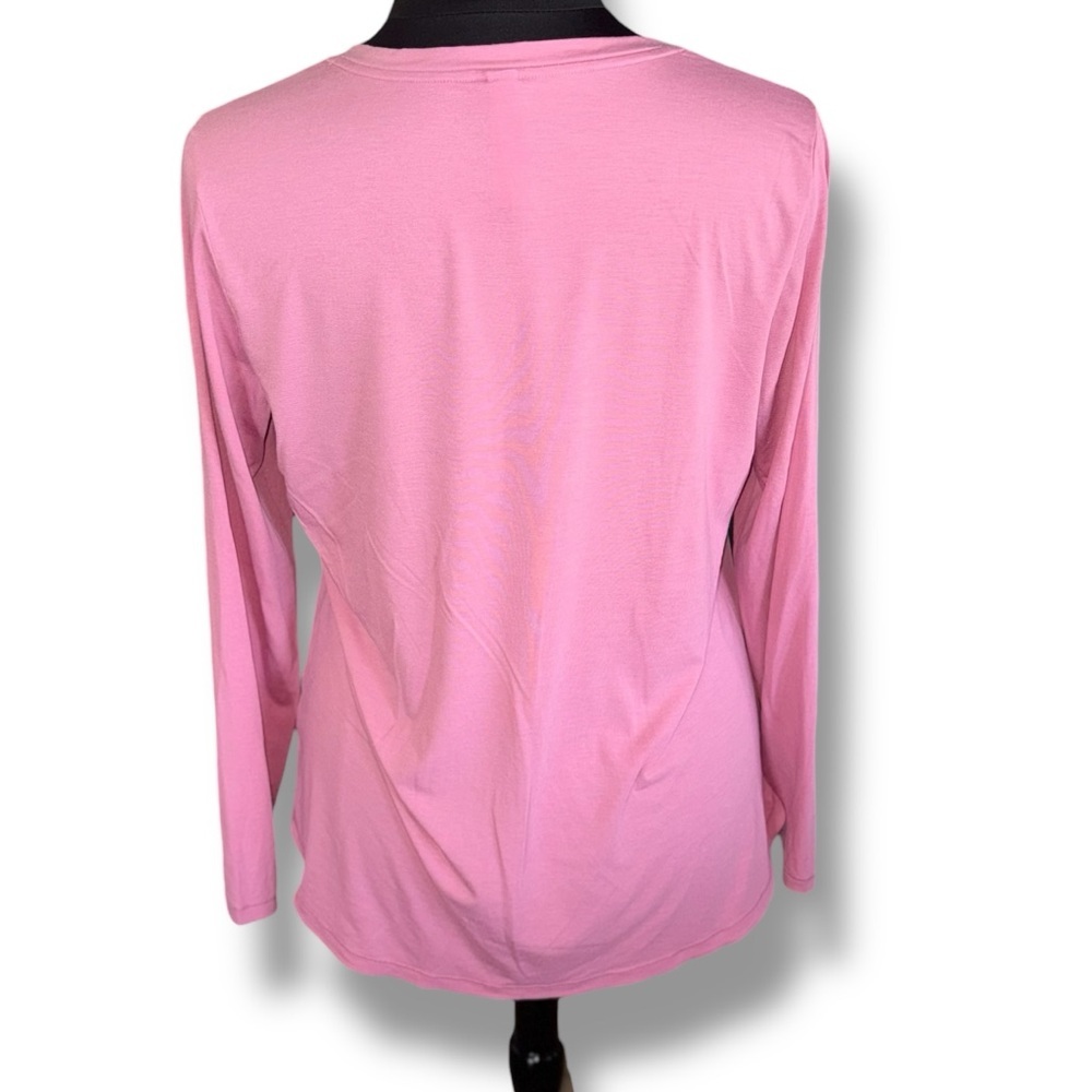 ATHLETA Essential V-Neck Long-Sleeve Top - Antique Rose XL - Picture 3 of 14